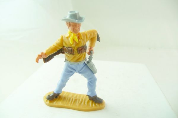 Timpo Toys Cowboy 4. Version stehend, Pistole ziehend, mit Fransenhemd
