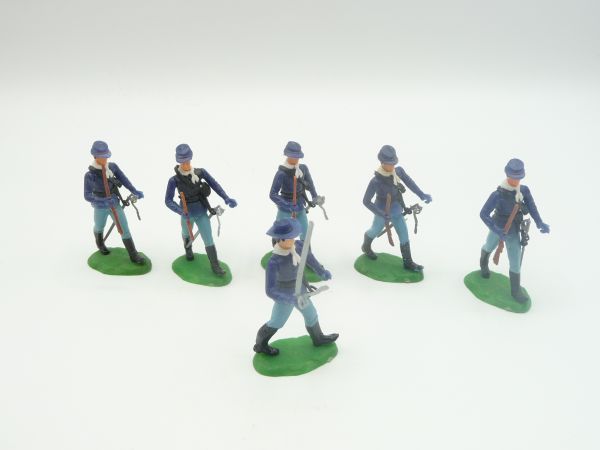 Elastolin 5,4 cm 6 Union Army soldiers with sabre + pistol, incl. officer with sabre
