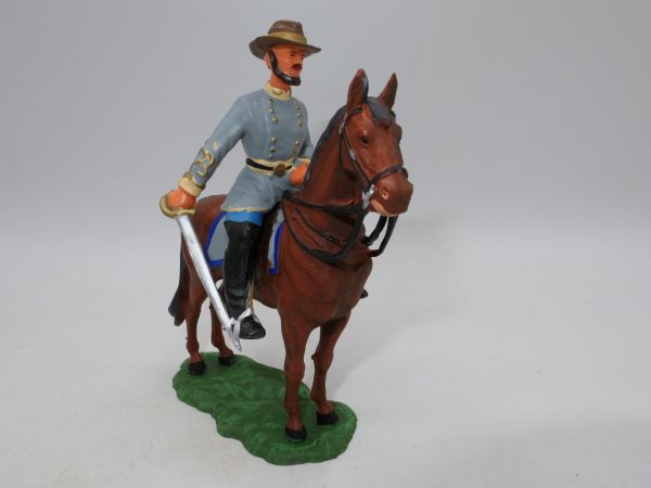 Elastolin 7 cm Südstaaten: Offizier zu Pferd, Nr. 9185 - mit Originalpreisschild