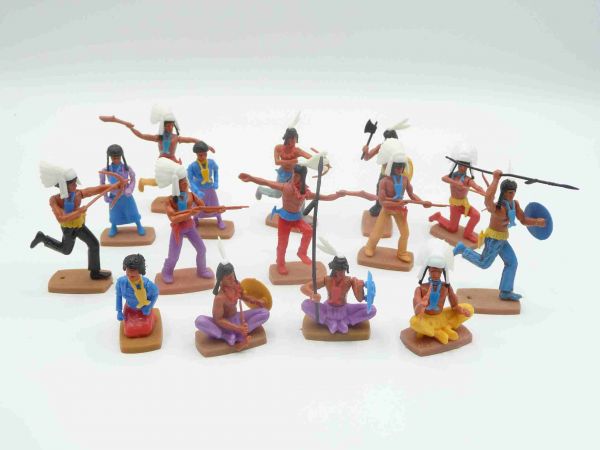 Plasty Große Menge Indianer und Squaws (15 Figuren)