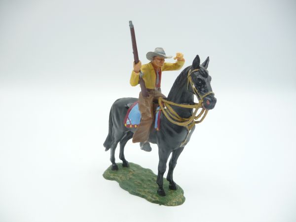 Elastolin 7 cm Cowboy on horseback, peering, No. 6994 - great figure