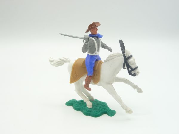 Timpo Toys Confederate Army soldier 1st version riding, striking with sabre from above
