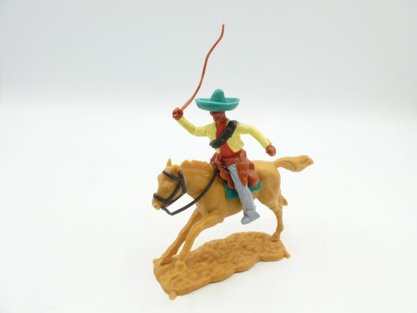 Timpo Toys Mexikaner reitend mit Peitsche, hellgelb/rot - tolles Unterteil
