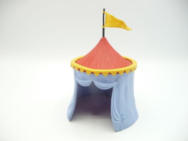 Timpo Toys Ritterzelt hellblau/rot/gelb mit Fahne aus Kunststoff
