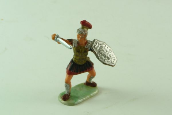Elastolin 4 cm Legionär mit Schwert parierend, Nr. 8425 - auf Perlmuttsockel