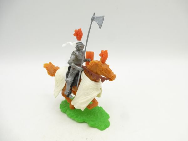 Elastolin 5,4 cm Knight riding with long battleaxe + shield