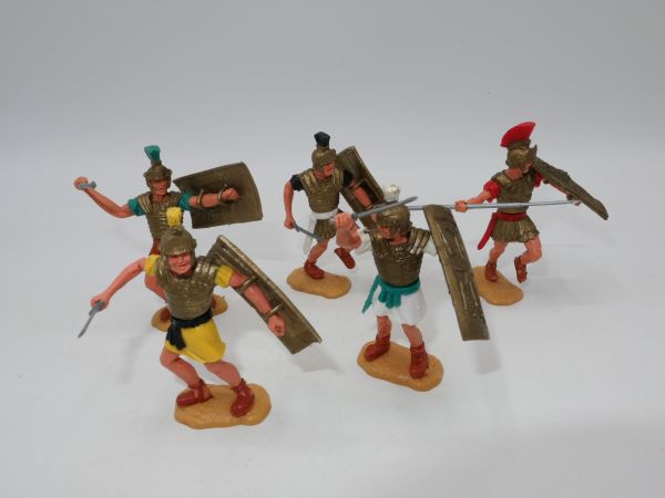 Timpo Toys Romans on foot (5 figures) - nice group, shield loops ok