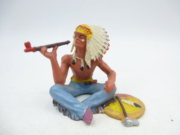 Elastolin 7 cm Chief sitting with pipe, No. 6837, painting 2b