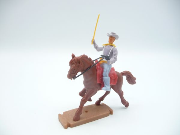 Plasty Confederate Army soldier riding with sabre + pistol (officer)
