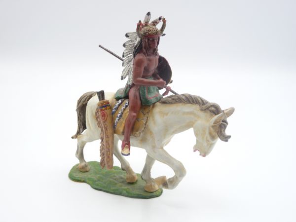 Modification 7 cm Diedhoff: Indian riding with spear + shield - great headdress