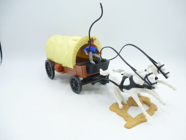 Timpo Toys Covered wagon (wheels, coach box + drawbar black)