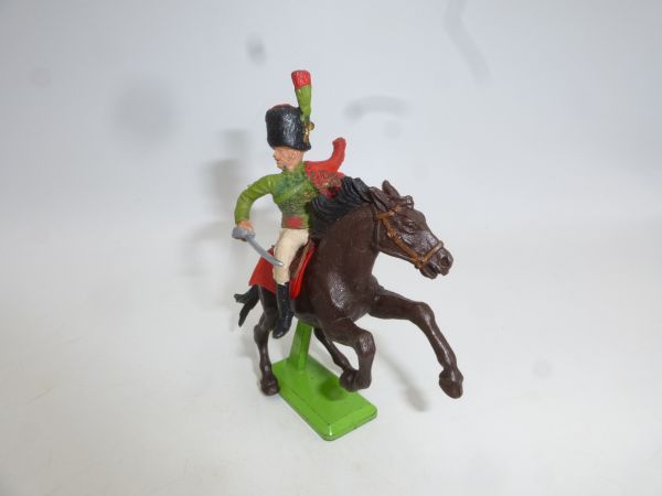 Britains Deetail Waterloo soldier on horseback, green/red uniform