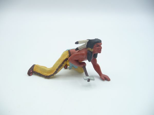 Preiser 7 cm Indianer schleichend mit Tomahawk, Nr. 6828 - seltene Farbe