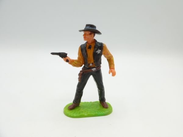 Elastolin 7 cm Sheriff with pistol, No. 6985, orange shirt