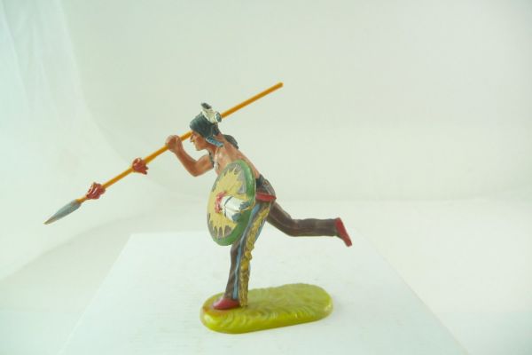 Elastolin 7 cm Indianer mit Speer rennend, Nr. 6827 - extrem gute Bemalung