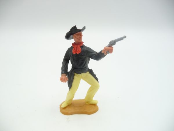 Timpo Toys Cowboy 2. Version stehend, Pistole schießend - tolle Farbkombi