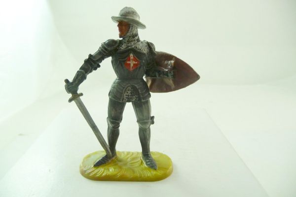 Elastolin 7 cm Knight standing, No. 8934, black armour - early version