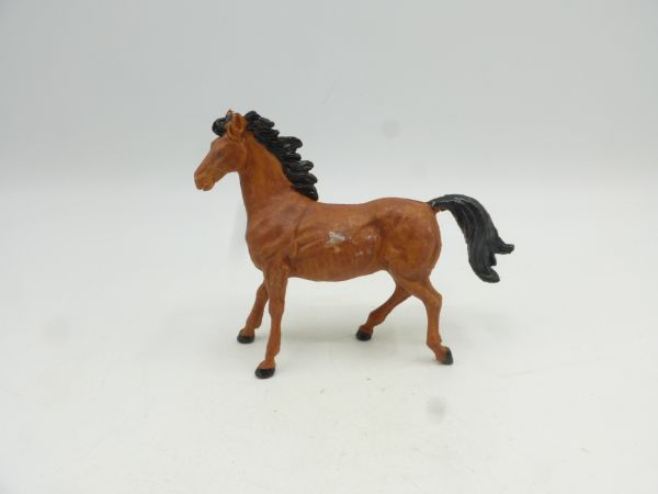 Elastolin soft plastic Horse pacing, medium brown (black mane + tail)