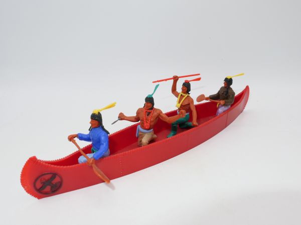 Timpo Toys Four-man canoe red / black emblem with 4 Indians