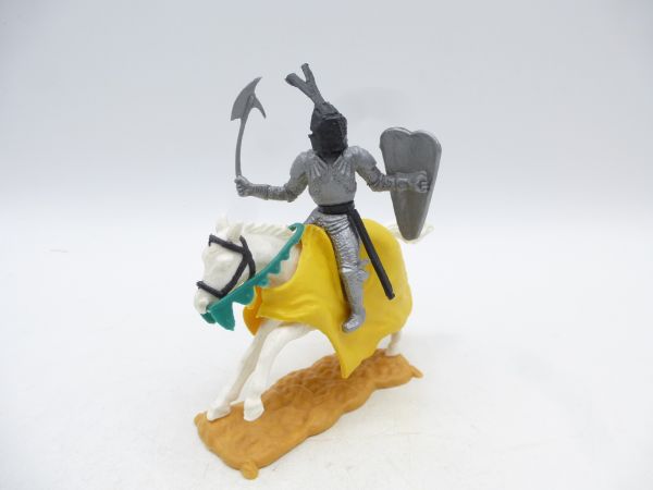 Timpo Toys Silver knight 2nd version riding with battle axe