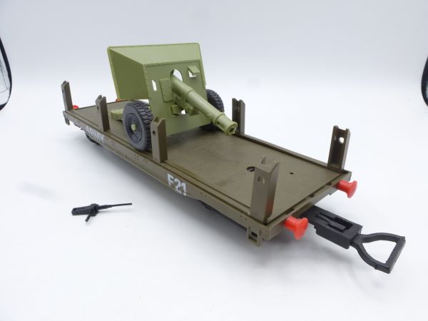 Timpo Toys Army Train Wagon mit Field Gun - extrem selten