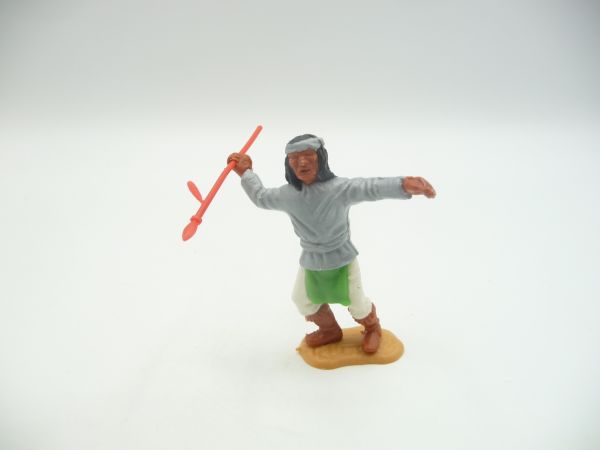 Timpo Toys Apache standing grey, throwing spear