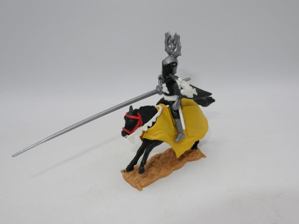 Timpo Toys Tournament knight black/white, silver lance - shield loops ok