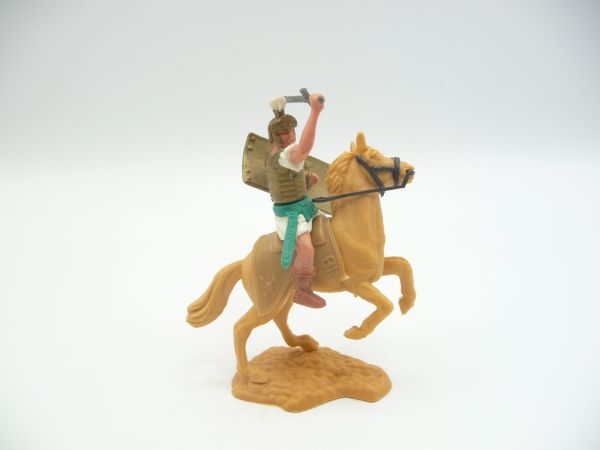 Timpo Toys Roman on horseback, white with sword in front of his head - loops ok