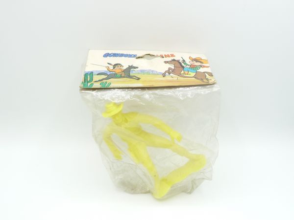 Cowboy pulling pistol, neon yellow (13 cm height, similar to Marx) - orig. packaging