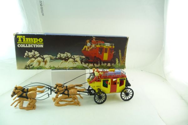 Timpo Toys 4-spännige Postkutsche / Überlandkutsche mit Kutscher 3. Version