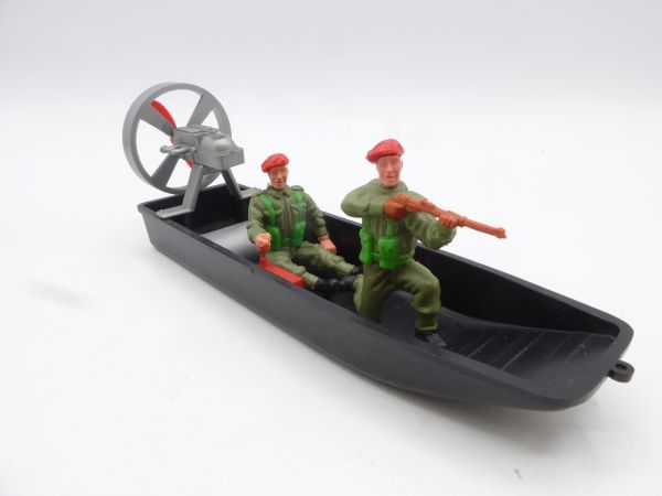 Timpo Toys Sumpfboot schwarz mit Engländern / rotes Barett