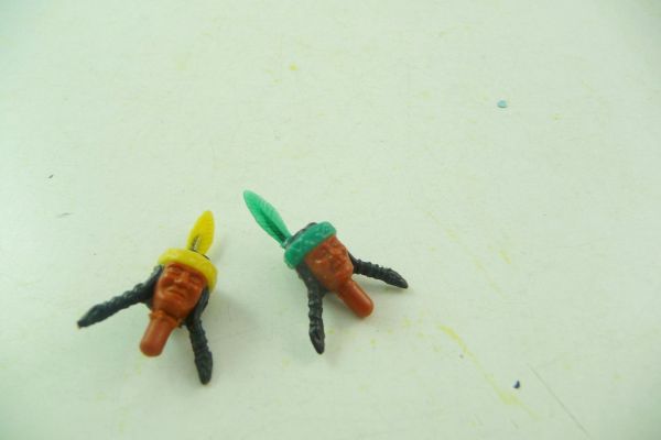 Timpo Toys 2 Köpfe für Squaws (grüne + gelbe Feder)