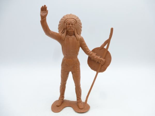 Marx (Rohling) Häuptling stehend mit Speer + Schild (14 cm Größe)