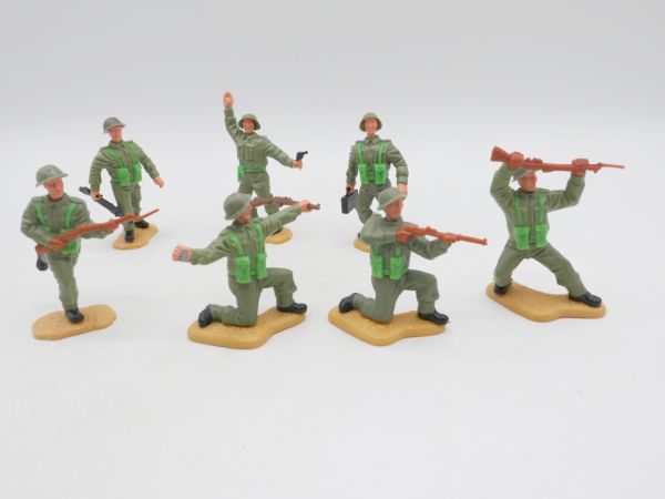 Timpo Toys Gruppe Engländer mit Stahlhelm (7 Figuren, 2. Version)
