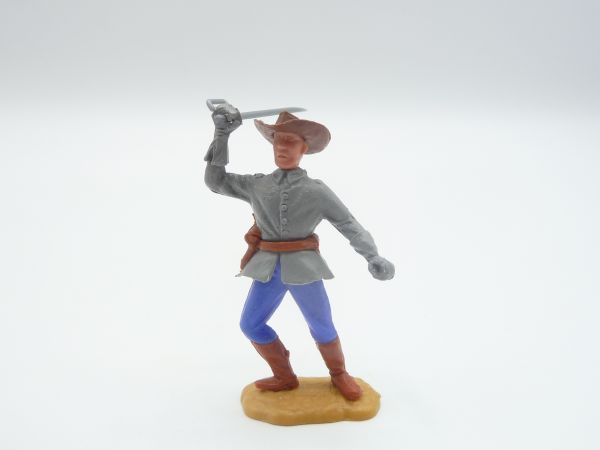 Timpo Toys Confederate Army soldier 1st version standing, officer striking with sabre