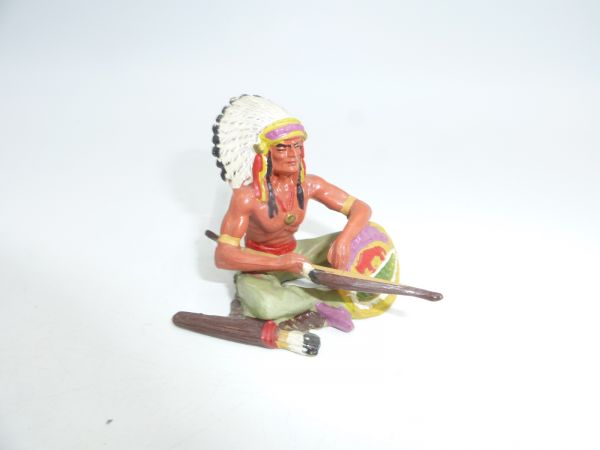 Elastolin 7 cm Chief sitting with bow, No. 6839 - early figure