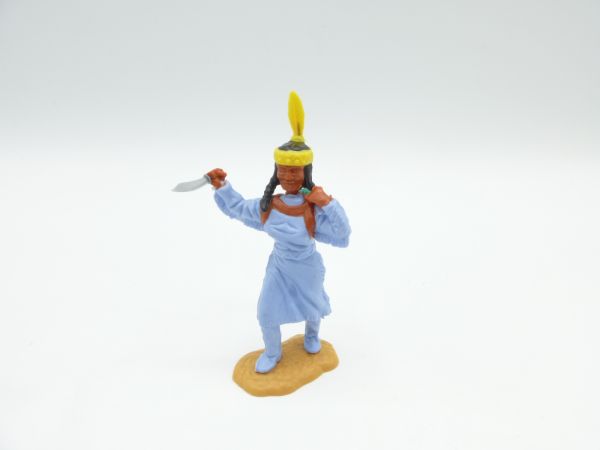 Timpo Toys Indianerin 3. Version mit Messer, Babytrage mit dunkelgrünem Rand