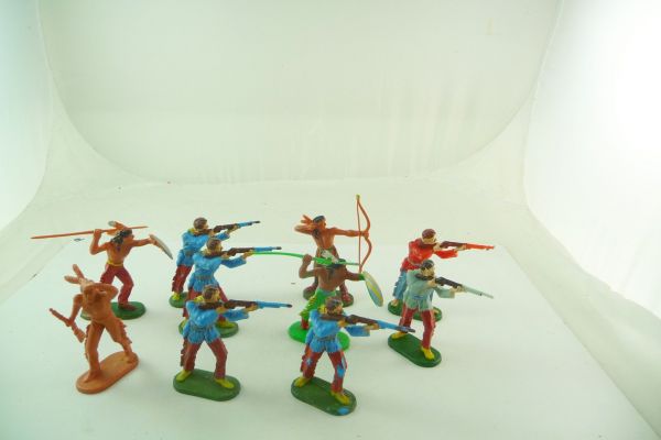 Elastolin 7 cm Lot of 10 figures (Cowboys + Indians mixed), see photos
