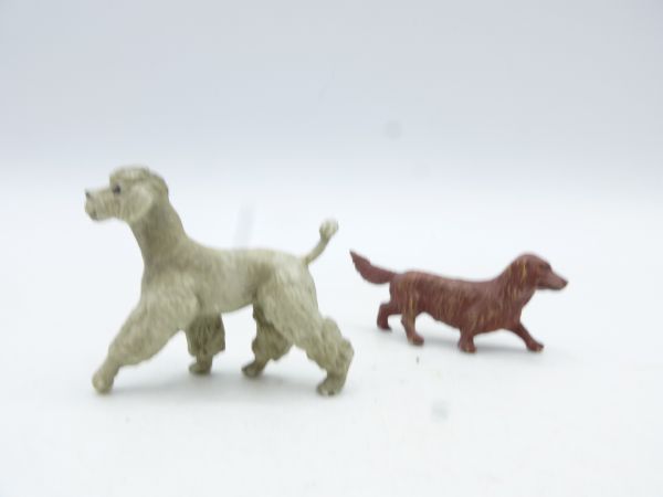 Elastolin Weichplastik 2 Hunde (Pudel, Dackel)