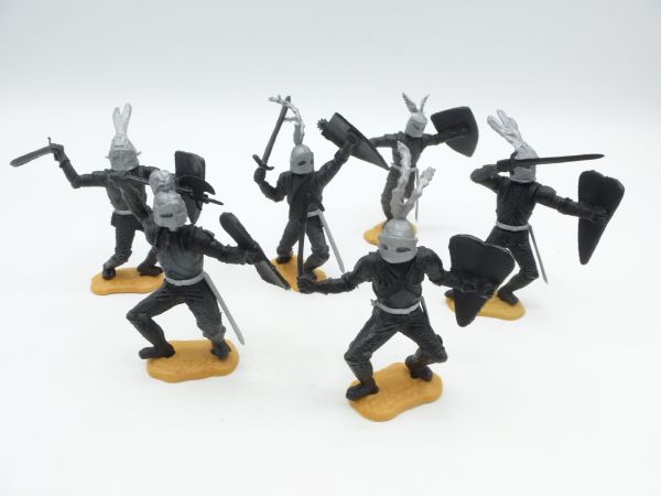 Timpo Toys Satz schwarze Ritter zu Fuß (6 Figuren)