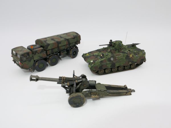 Roco Minitanks Marder, LKW + Geschütz - tolle Sammlerbemalung