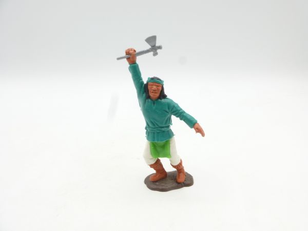 Timpo Toys Apache standing, tomahawk up, dark green