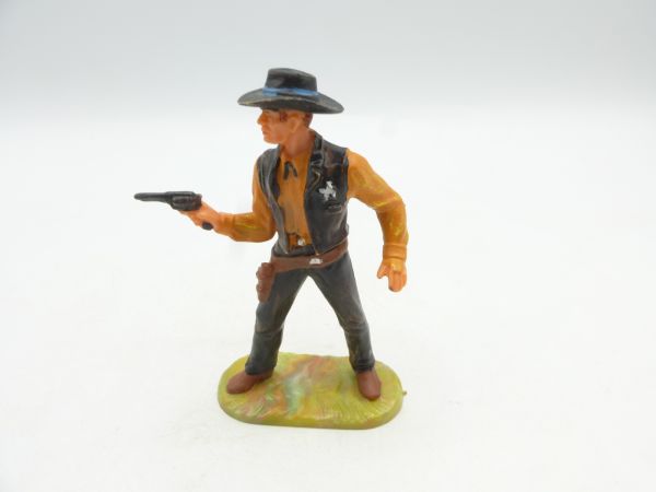 Elastolin 7 cm Sheriff mit Pistole, Nr. 6985 schwarz- orange