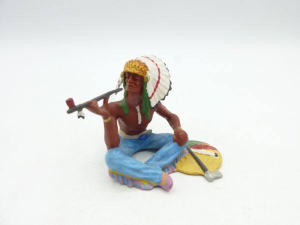 Preiser 7 cm Chief sitting with pipe, No. 6837 - top condition