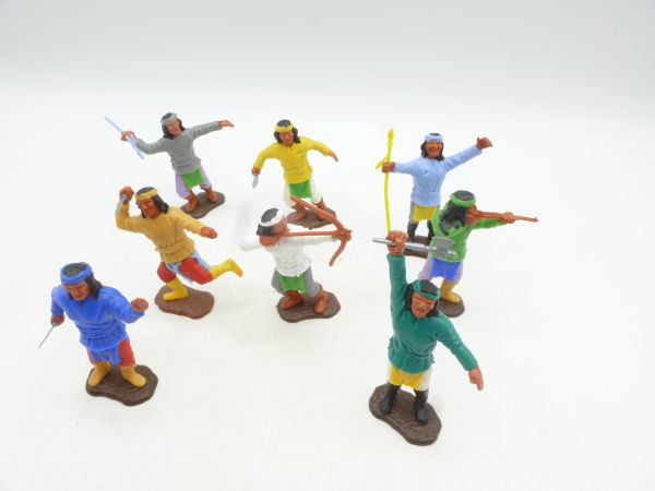 Timpo Toys Apachen (8 Figuren) mit braunen Bodenplatten - toller Satz