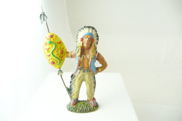 Fröha Indian chief with shield + spear - very good condition