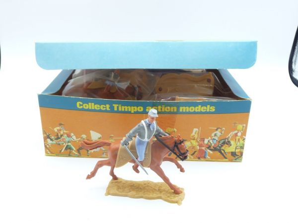 Timpo Toys Schüttbox mit 12 reitenden Südstaatlern 2. Version, Säbel unten