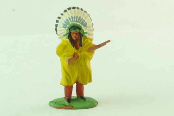 Timpo Toys Indianer stehend mit Umhang und Gewehr, 2. Version - komplett