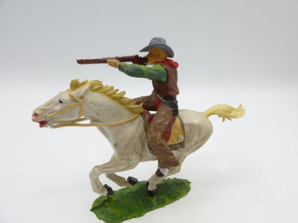 Elastolin 7 cm Cowboy zu Pferd mit Gewehr, Nr. 6996, Bem. 2 - schöne Bemalung