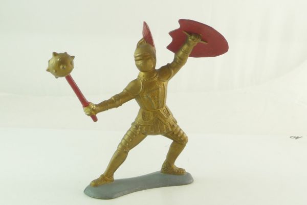 Marx Knight with club and shield - great early figure, repaired at hand